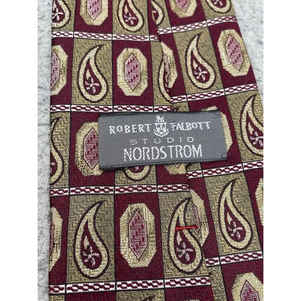 Robert Talbott Studio Men Silk Necktie Red Gold Paisley Corpcore Career Academia